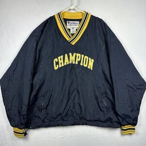 Vintage 90s Michigan Champion Spell Out Mens XL Pullover Windbreaker Navy‎ Blue